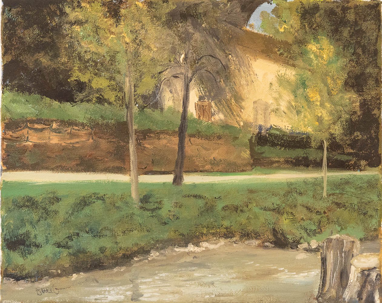 Wooded path by the water