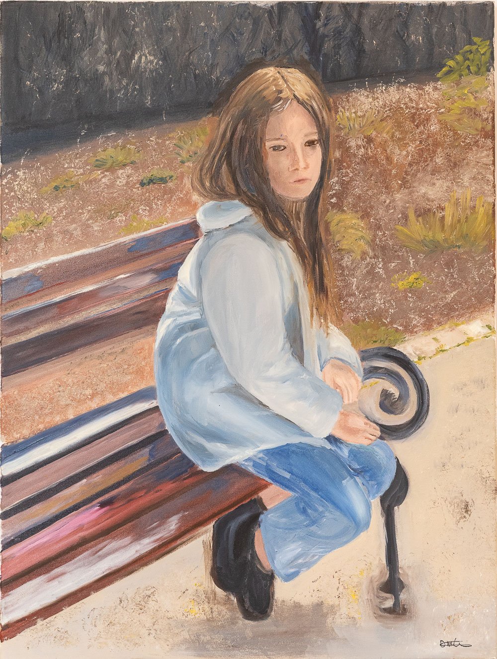 Resting on the bench